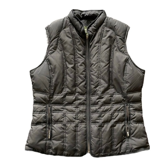 SzL Eddie Bauer Black Quilted Goose Down Vest EUC - Picture 1 of 9